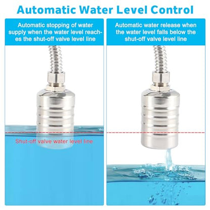 2 Pack Water Float Valve 1/2"-3/4" - Automatic Water Level Control for Tanks, Pools & Livestock Troughs, 304 Stainless Steel Float Valve for Distillers & Water Systems - size: 2 Pack