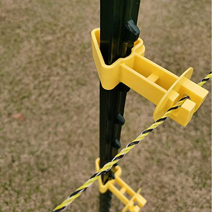 25PCS Electric Fence Insulators for T-Post, Snap-on Extended Insulators, Yellow - color: Yellow