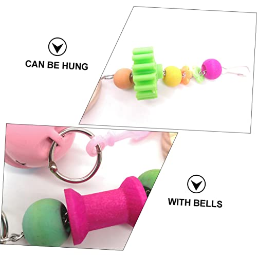 Wooden Chicken Toy Mirror and Bell Pendant Hanging Pet Hen Mirror for Cage Enrichment Interactive Fun for Chickens and Accessories