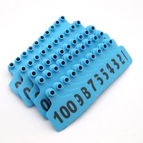 KaDdu 100PCS Cattle Pigs Ear Tags Numbered 001-100/101-200/201-300/301-400/401-500 Plastic Livestock Animal Ear Tag for Cows Goats Pigs 001-100 Blue - color: Blue, size: 001-100