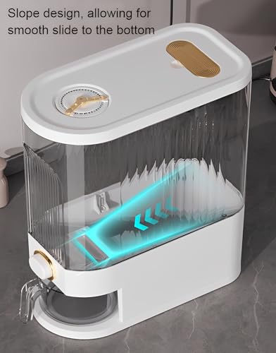 Gagee 22 Lbs Rice Dispenser, Clear | Grain Container Storage, With Lid, Measuring Cylinder, Moisture Proof, Household Cereal Dispenser Bucket - color: 22 Clear