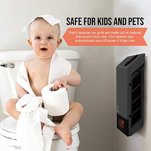 Heat Storm Wall Gray HS-1000-WX Deluxe Indoor Infrared Space Saving-1000 Watts-Remote Control-Home & Office Heater-Safe to Touch Grill, 13x4x17 - color: Gray
