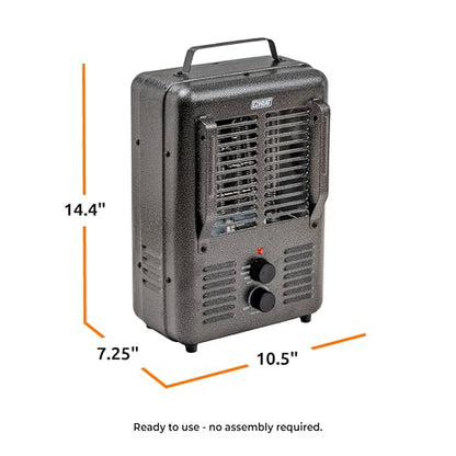 EZ-HEAT 1,500-Watt Portable Milkhouse Style Utility Space Heater with Adjustable Thermostat, Overheat Protection, and Safety Tip-Over Switch, Speckled Gloss, MTFH-01C - color: Gloss Black