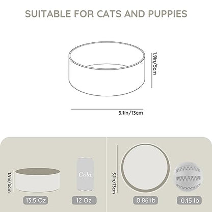 SPUNKYJUNKY 13.5OZ Ceramic Dog and Cat Bowl, Modern Cute Weighted Food Water Bowl for Replacement Grey (2 Pack) - color: Grey, size: 1.7 CUPS × 2