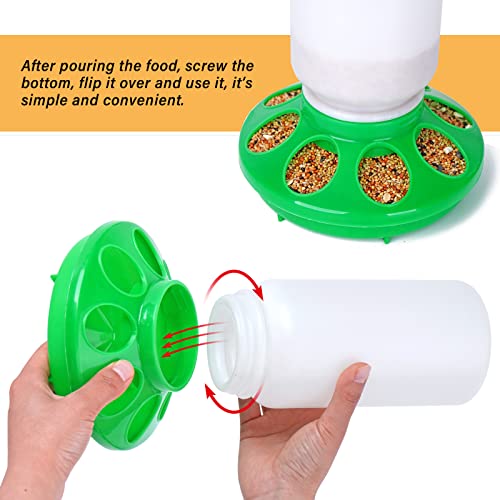 Chicken Feeder and Waterer Set no Waste Chick Feeder and Waterer Kit 1L Chicken Water Feeder Poultry Waterer Baby Chick Starter Kit (Green) - color: Green
