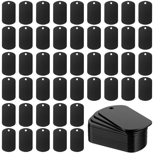 Ferraycle 50 Pieces Aluminum Dog Tags, Blank Discs for DIY Decorative Craft Pet Tags, Metal Stamping, 50 x 29 x 1 Mm, 3 mm Hole (Black) - color: Black