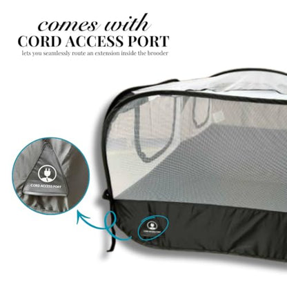 Chicken Brooder with Cord Access Port & Detachable Base, Portable Pop Up Chicken Playpen for Chicks, Foldable Indoor Chicken Coop & Brooder Box, Small Animal Playpen for Rabbits, Puppies, Cats