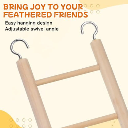 Bird Ladder for Bird Cage 2 Pack Wooden Birds Toys Cage Accessories for Parakeets Parrots Cockatoo (5 Step & 7 Step)
