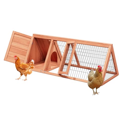 Bunny Cage Outdoor, Wooden Chicken Coop, Portable Chicken Run, Triangle Quail Coop with Ventilating Wire Poultry Hutch for Small Animals (Natural Wood) - color: Natural Wood