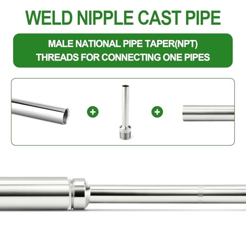 TAISHER 5PCS 304 Stainless Steel Pipe Fittings, 1/2" NPT Male Threaded, 4" Length Weld Nipple Cast Pipe - size: 1/2" NPT x 1/2" OD(4" Length)