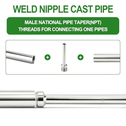 TAISHER 5PCS 304 Stainless Steel Pipe Fittings, 1/2" NPT Male Threaded, 4" Length Weld Nipple Cast Pipe - size: 1/2" NPT x 1/2" OD(4" Length)
