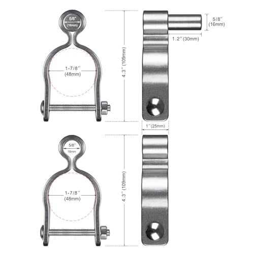 Insaga 2 Pack 1-7/8" Heavy Duty Chain Link Fence Gate Hinges, 304 Stainless Steel T-Post & Pipe Gate Hinge Kit with Frame and Post Brackets, Bolts & Nuts Included for Farm, Cattle, and Chain Link Gate - color: Light Weight, size: 1-7/8''-2Pack