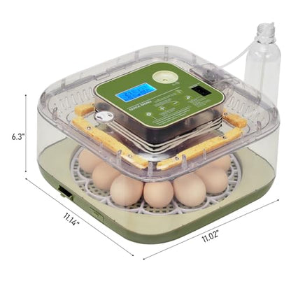 12 Egg Incubator w/Automatic Turning, LED Candling, Digital Temperature & Humidity Display, Fahrenheit LCD, for Chicken Eggs, US Standard 110v, Poultry Incubator, Mini Egg Incubator, Egg Hatching Kit