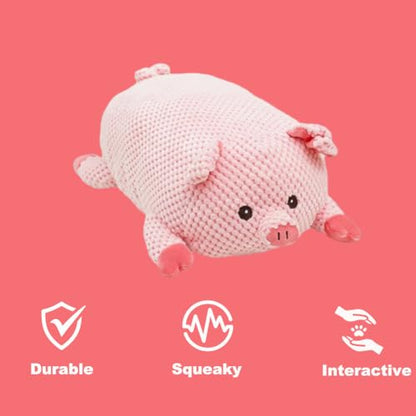 Plush Dog Toy - Cute Pig Shape and Durable Squeaky Dog Toys - Best Squeak Toy for Puppies and All Breeds | Ideal Pet Gift