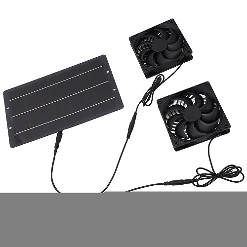 Estink Solar Powered Fan, ABS Monocrystalline Silicon Dual Exhaust Ventilation Kit 10W 12V 0.8A Wall Mounted for Chicken Coops Greenhouses Sheds