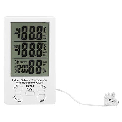 Electronic Temperature Humidity Meter with Waterproof, Indoor Outdoor Hygrometer Thermometer - Wide Temperature Range, Max Min Records, Ideal for Farm and Aquaculture