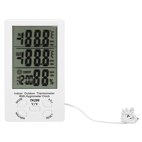 Electronic Temperature Humidity Meter with Waterproof, Indoor Outdoor Hygrometer Thermometer - Wide Temperature Range, Max Min Records, Ideal for Farm and Aquaculture
