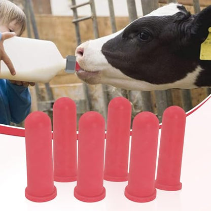 6PCS Calf Feeder Pacifier Teats Soft Rubber Feeding Teats for Cattle Horse Donkey Nursing Bottle Nipples Farm Animal Feeding Supplies (RED) - color: RED
