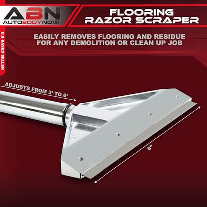 ABN Floor Razor Scraper, 8in – Heavy-Duty Adjustable Handle – Demolition, Flooring Removal Razor Blade Scraper