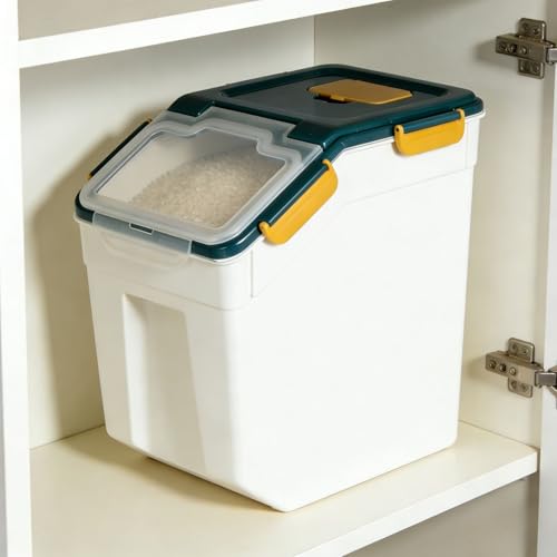 Saim Flour Storage Container Bin 25lbs (2 Pack), BPA Free Rice & Food Dispenser with Lid, Measuring Cup & Scoop - Kitchen Pantry Organizer for Grain, Cereal, Dog Food, Baking Supplies - Dark Blue - color: 2Pack 25lbs Dark Blue