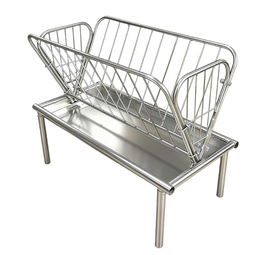 47" x 22.5" x 38" Heavy Duty Galvanized Steel Livestock Feeders, 30 Gallon Hay Feeder, 6" Wide Feed Pan, All-Weather Outdoor Hay Feeders, Not Easy to Deform, Easy to Install for Farm Livestock