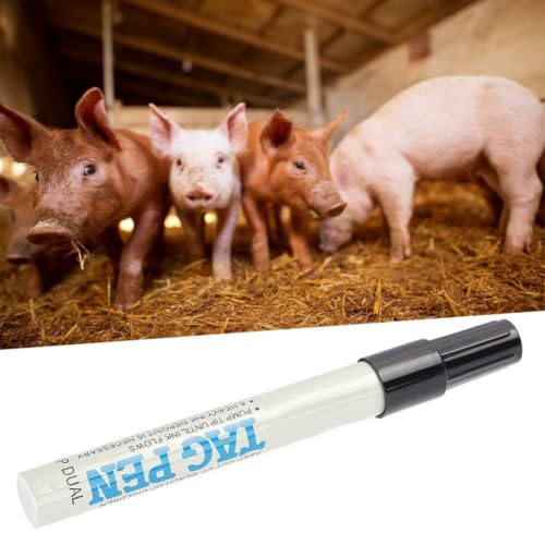 Livestock Ear Tag Marking Pen with Spare Head, Black Ink, Non-Fading for Pig Sheep Cattle Identification