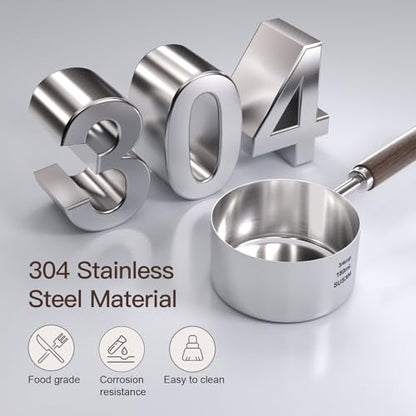 Dog-Cat Food Scoop Measuring-Cup - 3/4 Cup (6 Oz),304 stainless steels,Black walnut long handle - size: 3/4 CUP