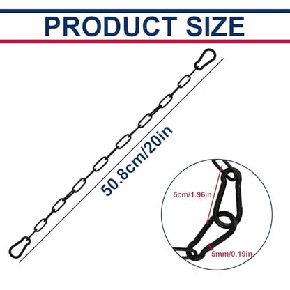 Gate Chain Lock for Outdoor Fence 20 Inch Stainless Steel Gate Chain Link Lock with Carabiners Gate Chain Latches for Garden, Yard, Pet Cages, Horse Dog Goat Cow Farm Use, Black
