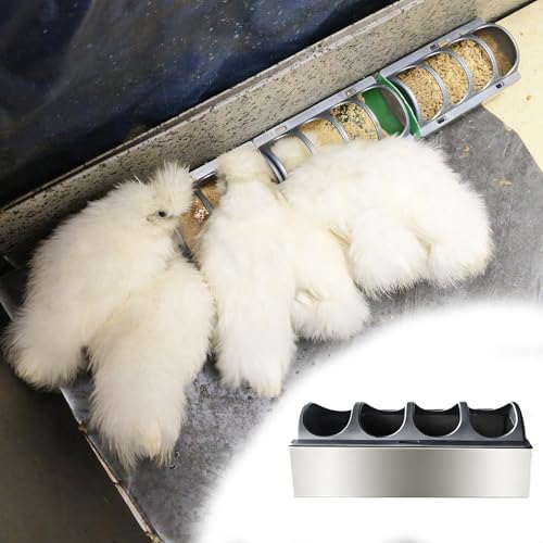 4 8 12 Holes Chicken Feeder with Removable Lid, Lightweight Anti-rust Water Trough Replacement Part, Feed Trough for Chicken Brooder(L20cm/7.9"(4 Slots)) - size: L20cm/7.9"(4 Slots)