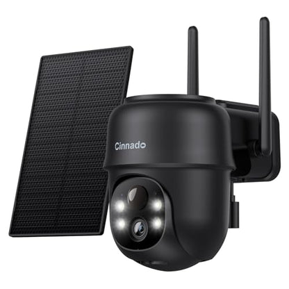 Cinnado 2K Cameras for Home Security-2.4G WiFi Outdoor Camera Wireless Solar/Battery Powered, 360° Viewing, Human Detection, Color Night Vision, Cloud/SD Storage B6 (B6-Black-1pack-2.4G) - style: B6-Black-1pack-2.4G