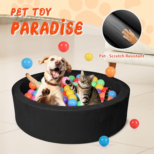 Pet Beds, 27.5 Inch Round Foam Sof Dog Beds，Suitable for Small Dog & Cat Play in The Ball Pit，Black - Ideal for Puppies and Kittens（Balls Not Included）... - color: Black
