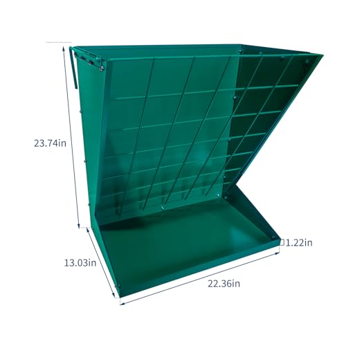 Wall Mount Hay Feeder for Goats, 2 in 1 Hay & Grain Livestock Feeders Rack, Hanging Sheep Cattle Feed Box with Steel Net, Wall Mounted Goat Hay Rack for Farm, Barn, Stable, Green - color: Green