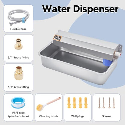 Automatic Water Dispenser for Dog, 6L Dog Water Bowl Dispenser, Large Stainless Steel Indoor/Outdoor Water Feeder Suitable for Dogs Livestock Chicken Horse, Easy to Clean - size: 6L