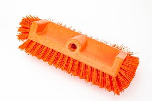 SPARTA Multi-Level Tile Scrub Brush 12" Wide Brush Head, Heavy-Duty Tile Cleaning Brush with End Bristles for Commercial Tiles, Tubs and Floor, Plastic, 12 Inches, Orange - color: Orange