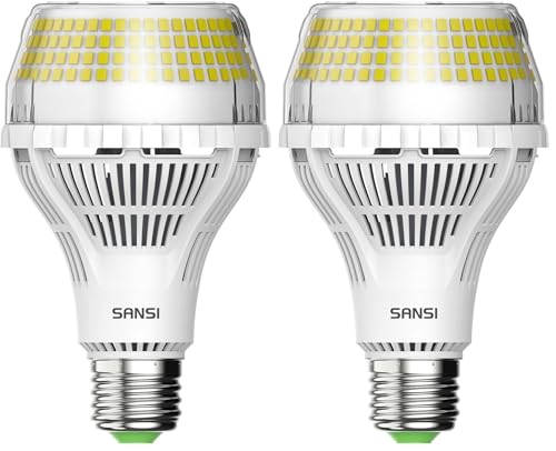 SANSI 400W Equivalent 6000 Lumens Brightest LED Light Bulb, 5000K Daylight E26 A21 Super Bright LED Bulb Non-Dimmable, 22-Year Lifetime, 40W Energy Saving for Home Workshop (Pack of 2) - color: 5000k Daylight, size: A21-40W (Pack of 2)