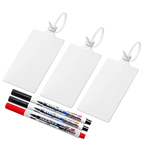 400Pcs Plastic Seals Shipping Label Tags, Writable Marker Big Sign Tie for Logistics, 255mm Total Length Self Locking Inventory Waterproof Tag Fastener with 3 Marker Pen (White) - color: White(400)