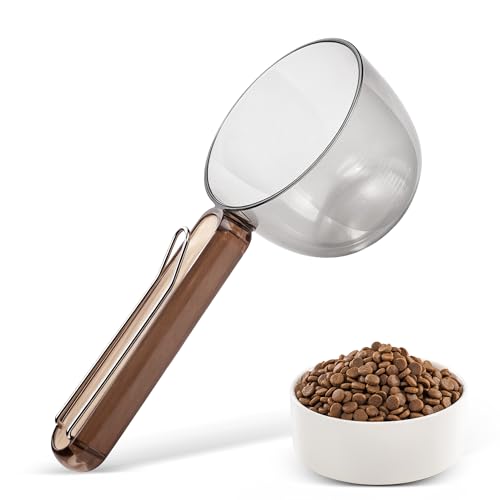 YAODHAOD Dog Food Scoop 1 Cup, Transparent Measuring Cup with Sealing Clip for Dog Cat Ferret Rabbit Bird Food,Dishwasher Safe, Accurate Portion Control (Transparent Black) - color: Transparent Black