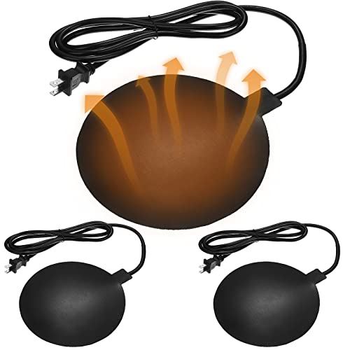 3 PCS Poultry Water Heater Base, 57W Heated Chicken Waterer, Anti Scald 7.5" Black Silicone Chicken Water Heater Pad for Winter with Plug 6.5 Feet Wire