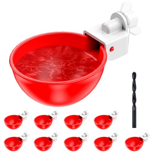 ZenxyHoC Chicken Waterer Cups, 10 Pack Automatic DIY Chicken Water Bowl with 3/8'' Hole Saw for Bucket, Trough - Poultry Drinking Valve, Easy Install - size: 10 Pack
