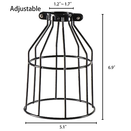 Pack of 2 Industrial Adjustable Light Fixture Lamp Guard, DIY Metal Wire Cage Light Fixture Lamp Cage Guard, Upgrade Black Hanging Pendant Light Bulb Cage - color: 2-pack