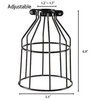 Pack of 2 Industrial Adjustable Light Fixture Lamp Guard, DIY Metal Wire Cage Light Fixture Lamp Cage Guard, Upgrade Black Hanging Pendant Light Bulb Cage - color: 2-pack