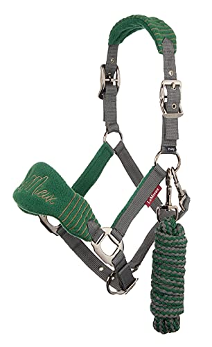 LeMieux Vogue Fleece Headcollar - Halter & Leadrope - Extra Padding, Adjustable at Curb and Poll Strap - color: Hunter Green, size: x-full