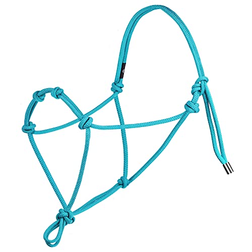 Harrison Howard Super Sturdy Horse Rope Training Halter with 4 Knot 1/4" Stiff Halter Cord - color: Turquoise, size: Standard