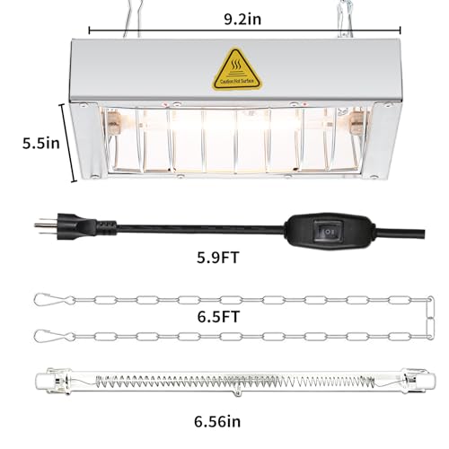 400W Chicken Coop Heater Lamp, Brooder Heat Lamp for Chickens, Adjustable Temp and Height, No Assembly Heater for Chicks Pets Livestock, 2 Pack - color: Heat lamp 400W - 2 Pack