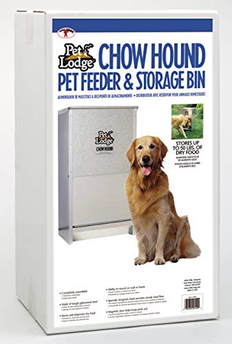 Pet Lodge® Automatic Dog Feeder | Chow Hound Outdoor Pet Feeder for Large Dogs | Tough Galvanized Steel | Made in USA | 50 Pound - size: 50 Pound