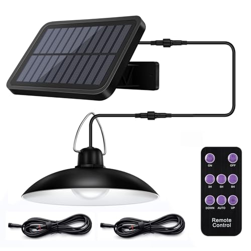 ABZXT Solar Pendant Lights Upgraded Bulb Lights IP65 Waterproof Dusk to Dawn Auto Lamp with Remote Controller for Outdoor Shed Barn Chicken Coop Bullpen Pig Pen Stables Tents etc(Single Lamp) - size: Single Lamp