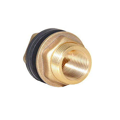 Joywayus 1/2" NPT Female 3/4" GHT Male Soild Brass Water Tank Connector Theaded Bulkhead Fitting with 2 Rubber Ring Stablizing - size: 1/2" NPT Female - 3/4" GHT Male