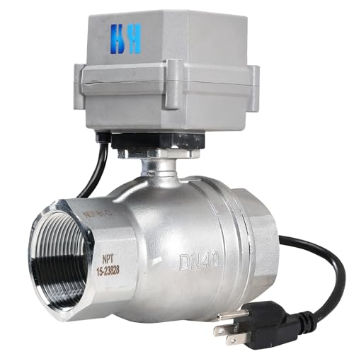 1.5 inch 110-230VAC Normally Open CF8/Stainless Steel 304 Motorized Electrical Ball Valve With U.S. Plug - color: Stainless Steel Normally Open, size: 1-1/2 Inch