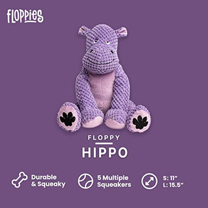 fabdog Floppies Plush Dog Toy - Cute & Durable Squeaky Dog Toys - Squeak Toy for Puppies and All Breeds | Ideal Pet Gift| Small Hippo - color: Hippo, size: Small