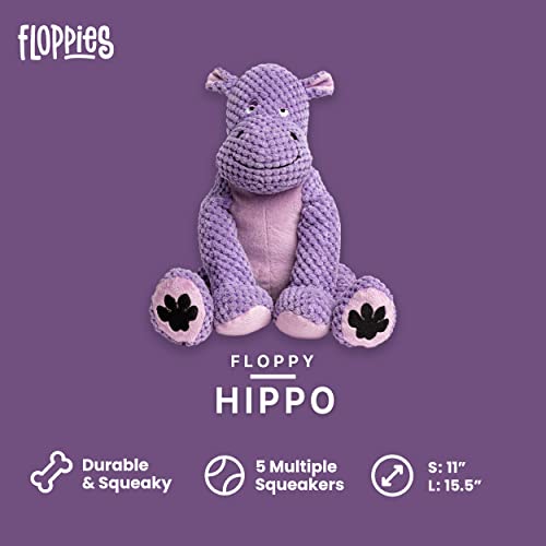 fabdog Floppies Plush Dog Toy - Cute & Durable Squeaky Dog Toys - Best Squeak Toy for Puppies and All Breeds | Ideal Pet Gift| Large Hippo - color: Hippo, size: Large